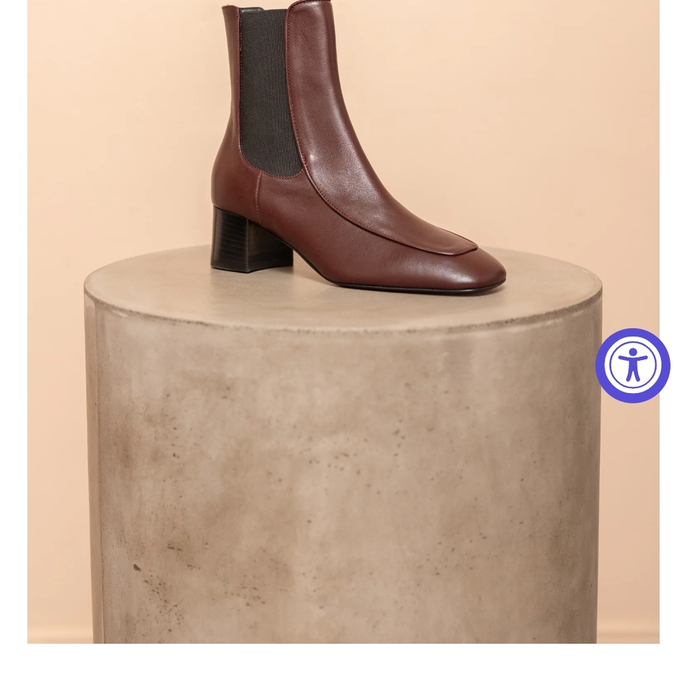 Toteme Burgundy Leather Block Heel Ankle Boots Size 7 US 37 EU